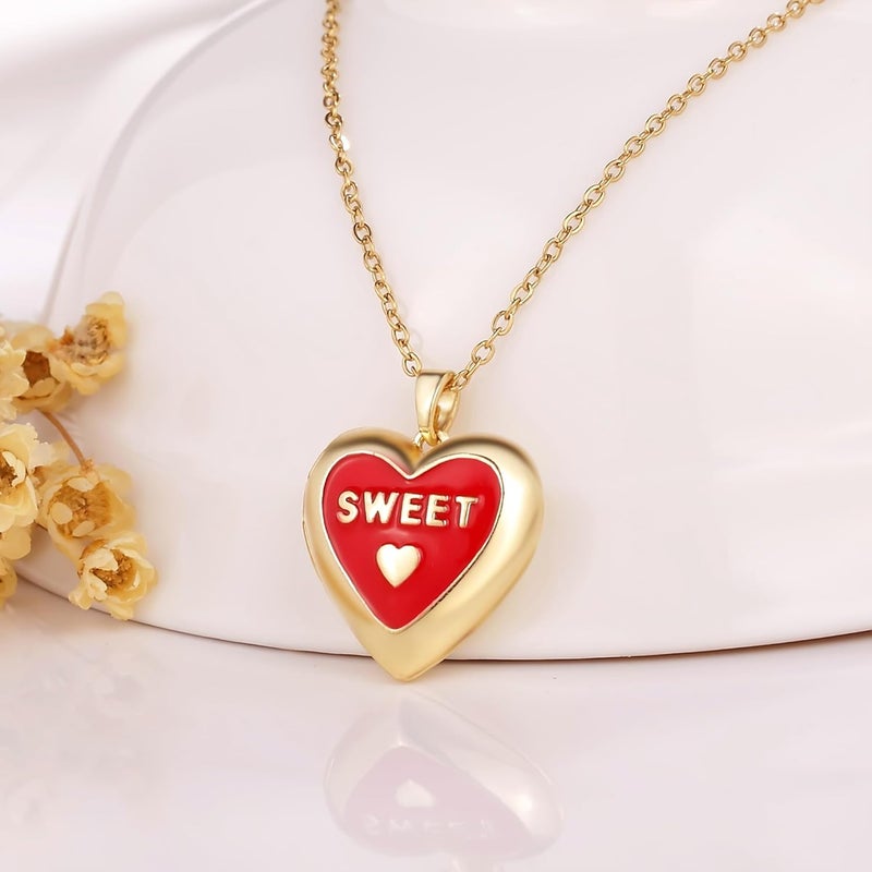 YOUFENG Love Heart Locket Necklace that Holds Pictures Photo Locket Birthday Gifts - Image 2